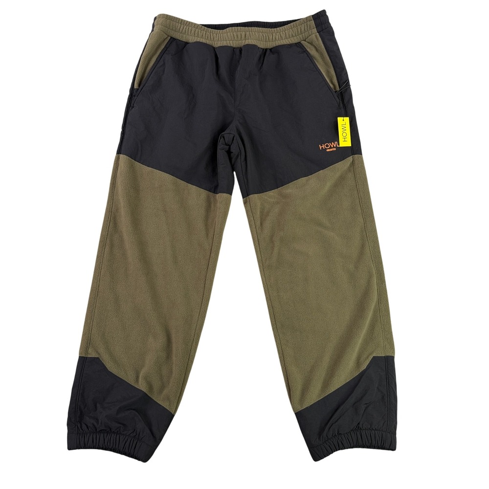 HOWL Zip Up Pant‎ Mens Large Army Black Fleece Nylon HL-24016 Colorblock New